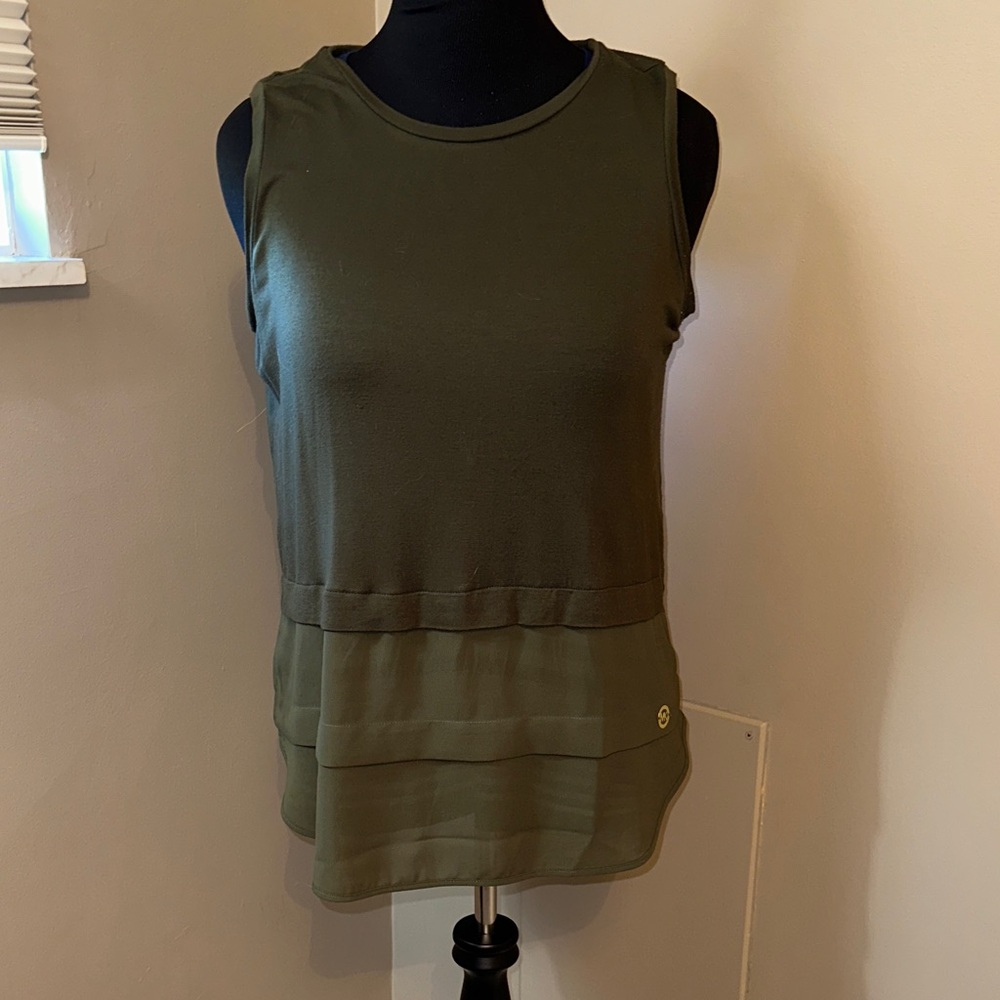 Michael Kors Dark Green Layered Tank Top